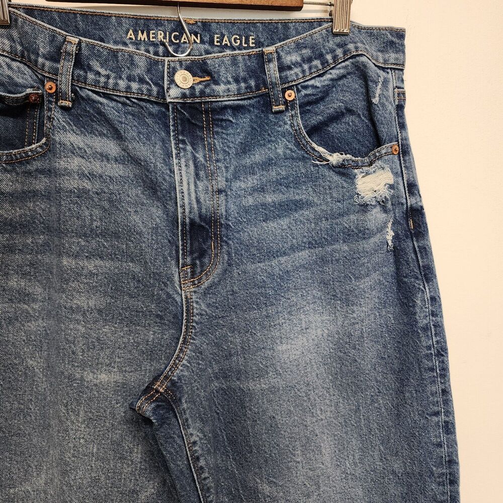 American Eagle Womens Stovepipe Jeans Size 14S Wide Leg High Waist Stretch Baggy - Picture 3 of 10